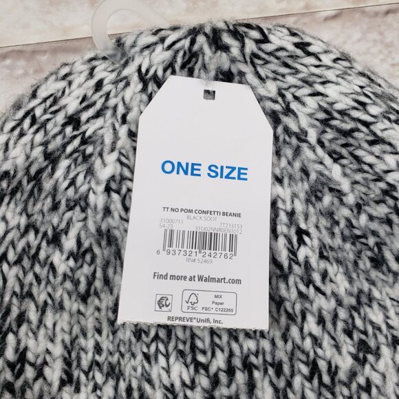 Adult Beanie Confetti Cuffed Fleece Lined No Pom Repreve Toboggan Time & Tru OS - Picture 3 of 7